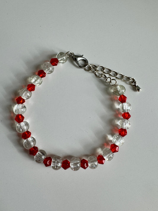 Bracelet - crystal white/red