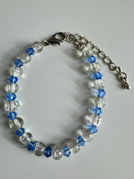 Bracelet - crystal white/baby blue